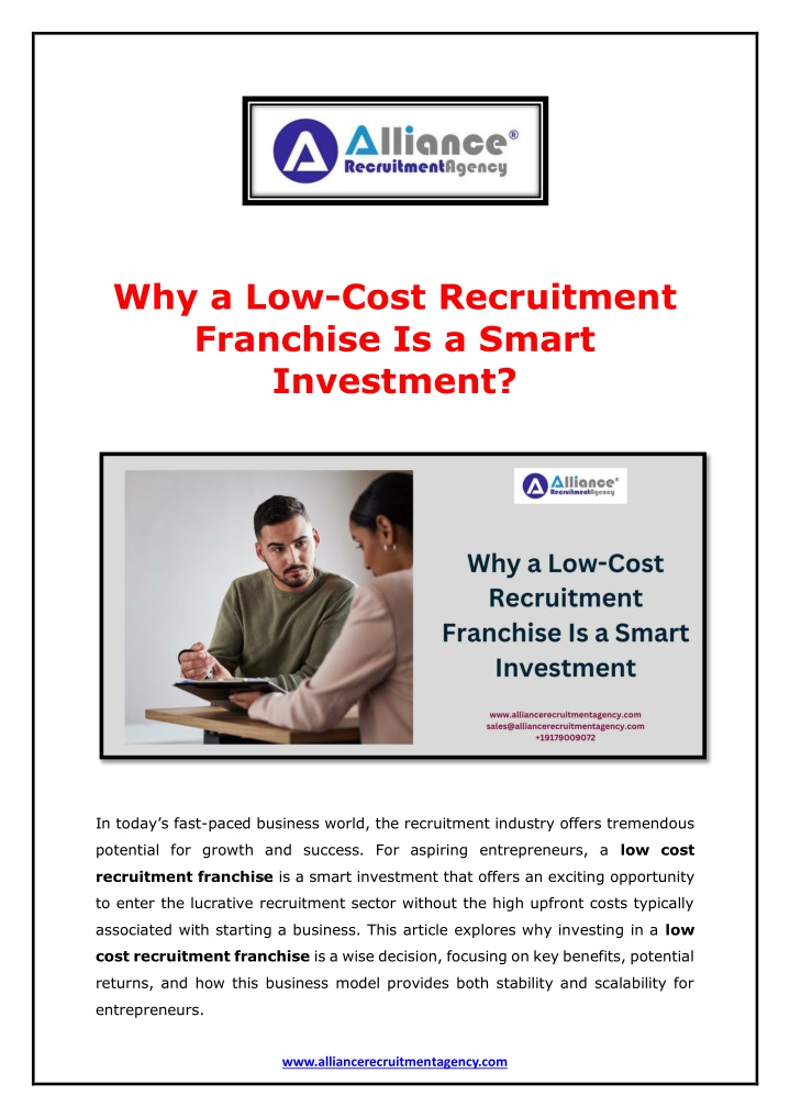why a low cost recruitment franchise is a smart
