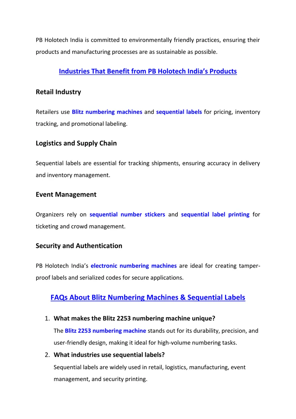 pb holotech india is committed to environmentally