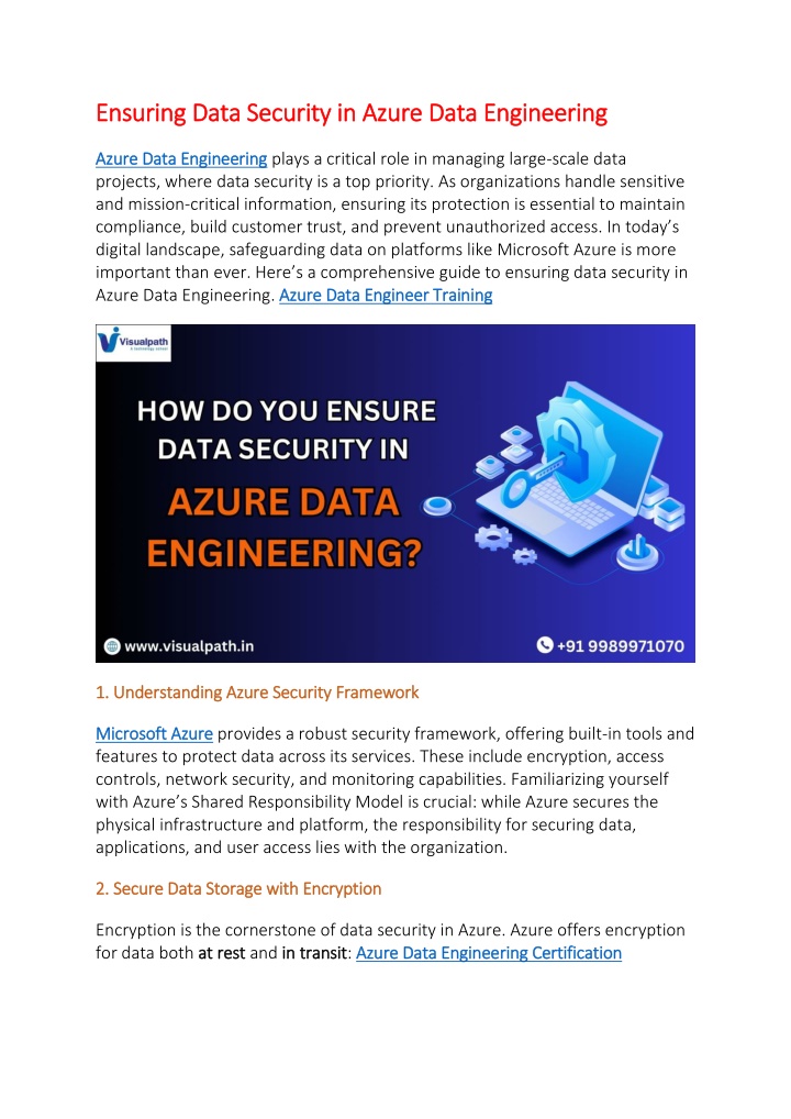 ensuring data security in azure data engineering