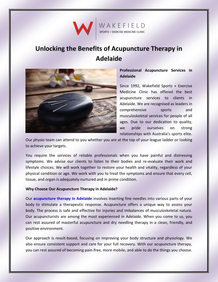 unlocking the benefits of acupuncture therapy