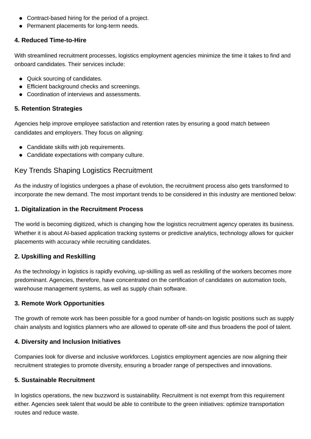 contract based hiring for the period of a project