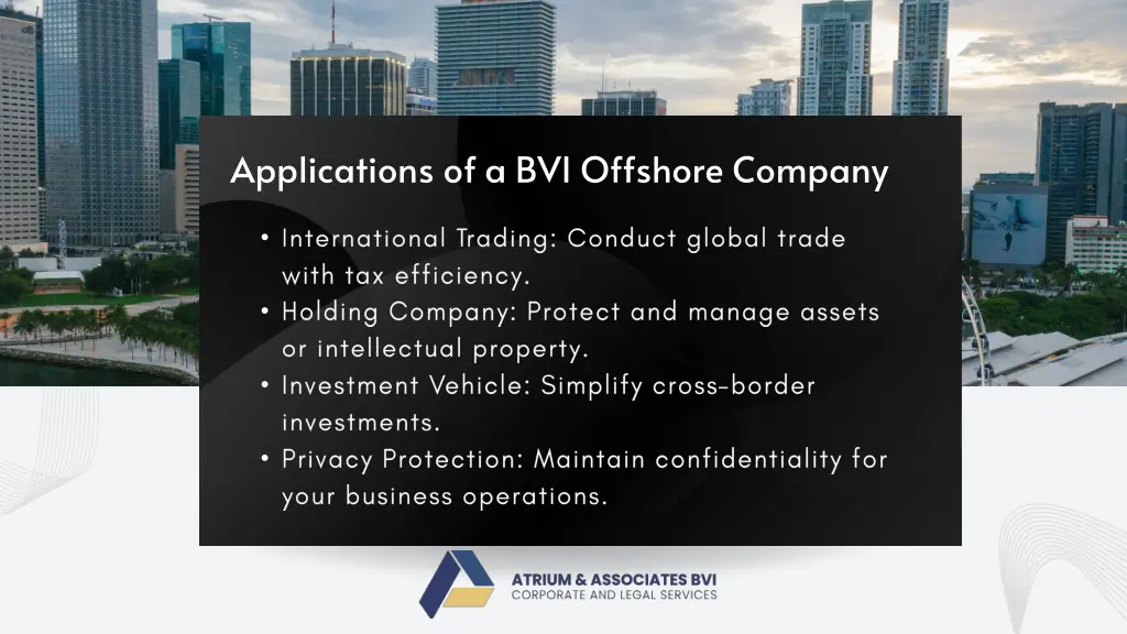 applications of a bvi offshore company