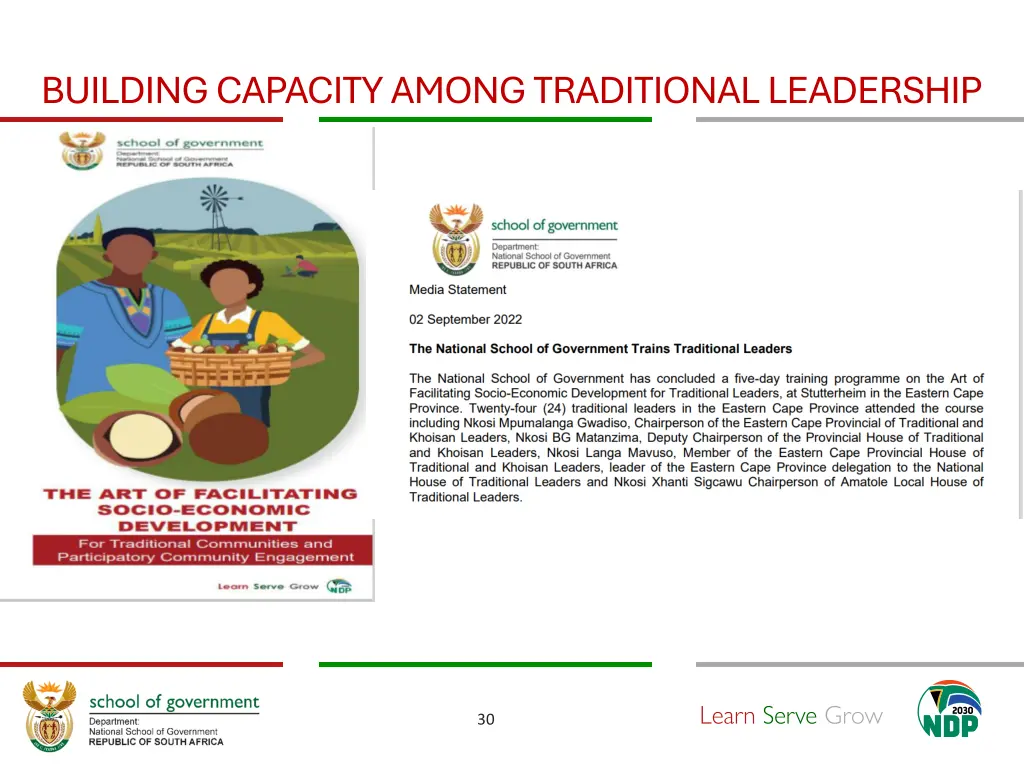 building capacity among traditional leadership