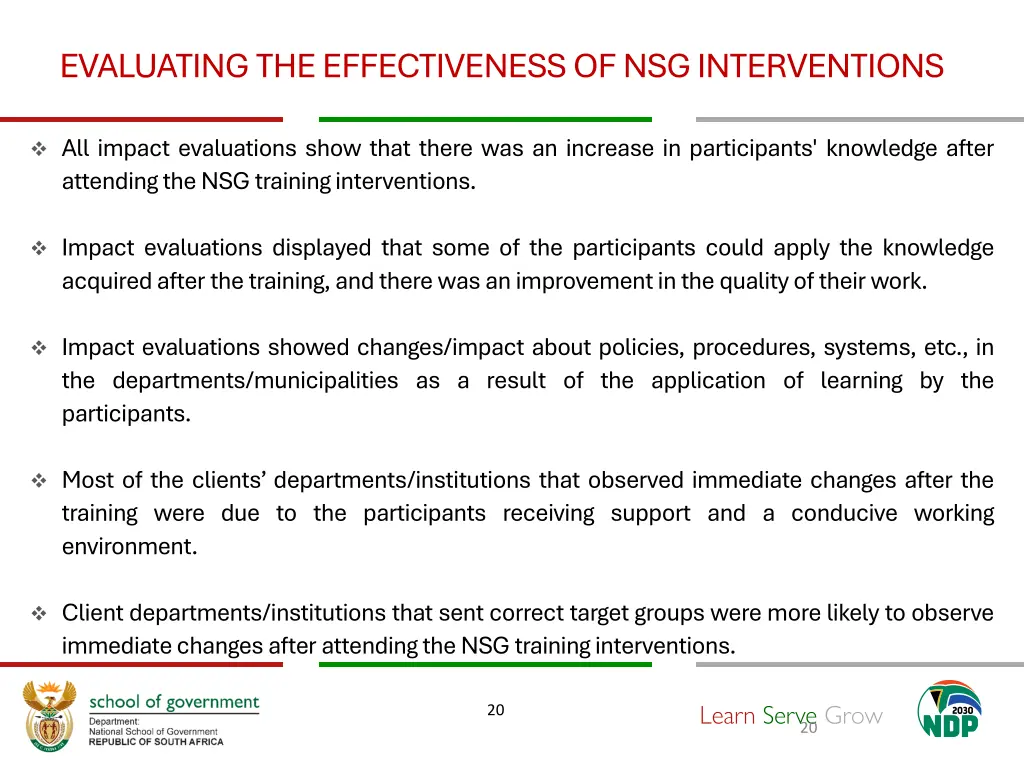 evaluating the effectiveness of nsg interventions 1