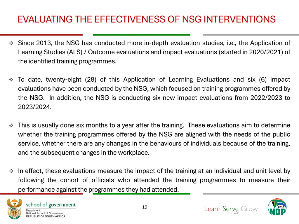 evaluating the effectiveness of nsg interventions
