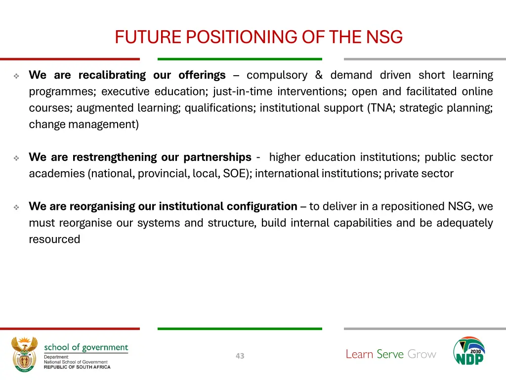 future positioning of the nsg 1