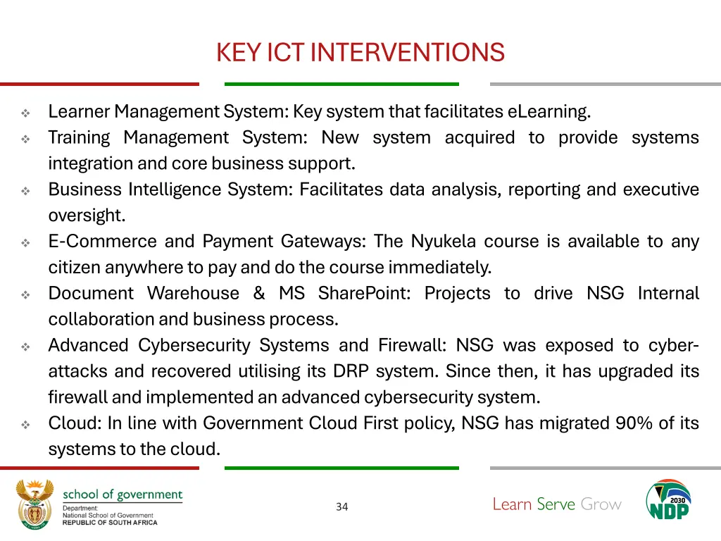 key ict interventions