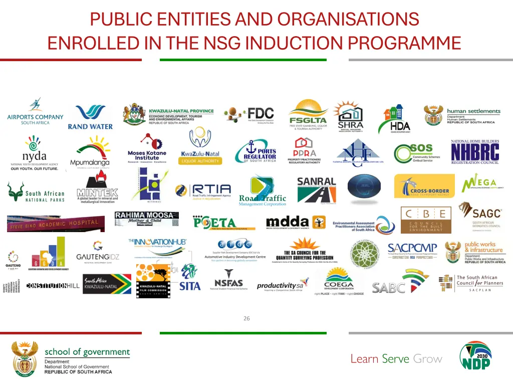 public entities and organisations enrolled