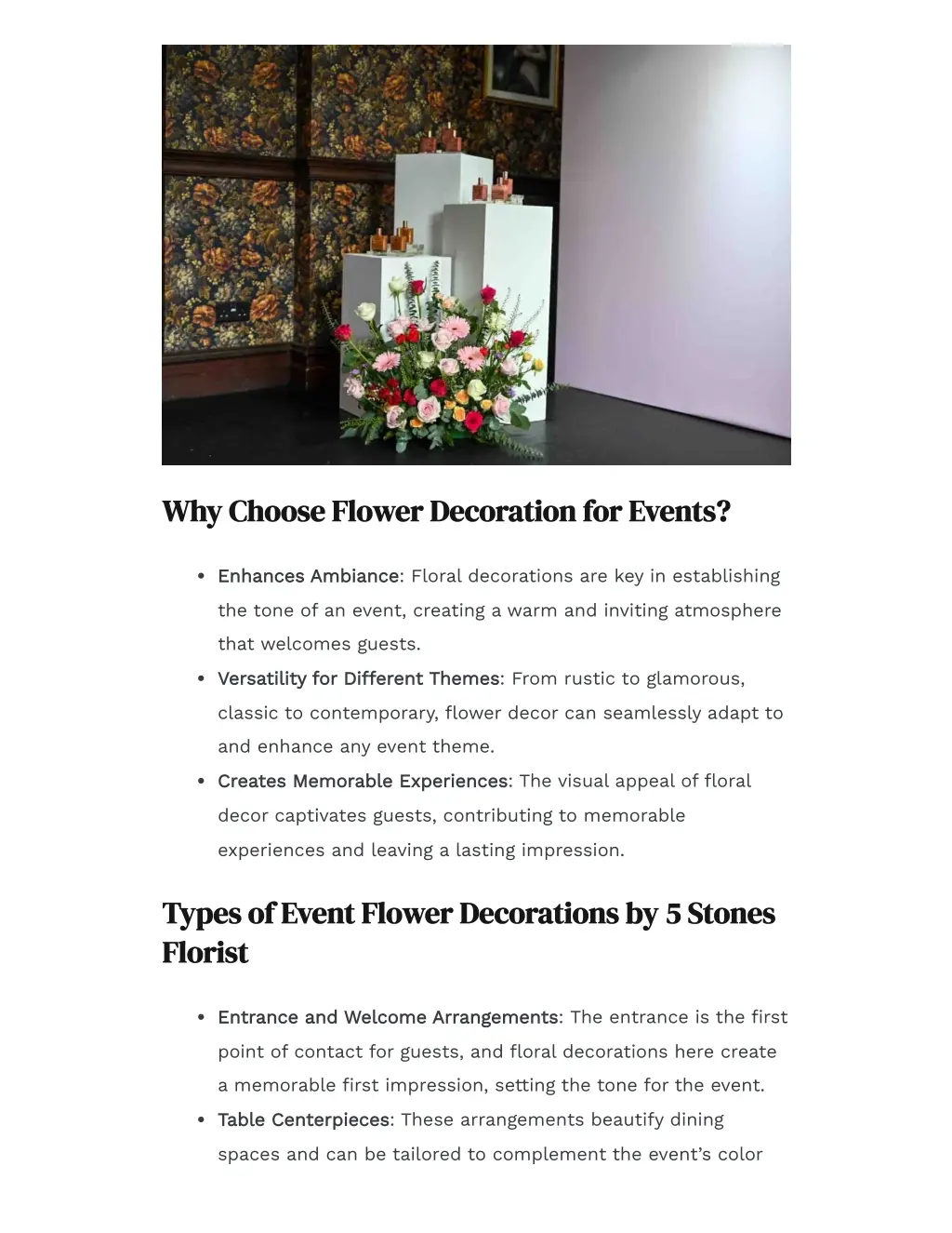 why choose flower decoration for events