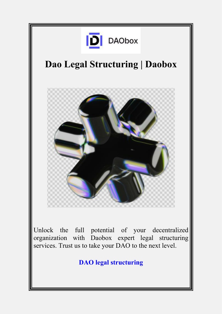 dao legal structuring daobox