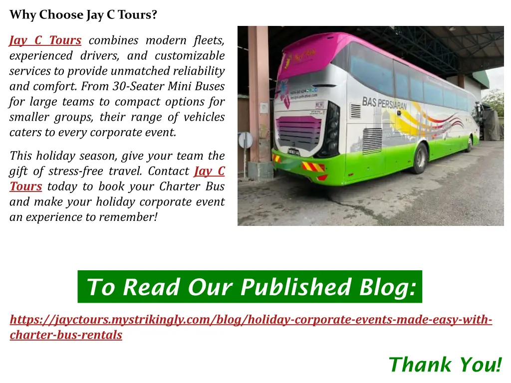 why choose jay c tours
