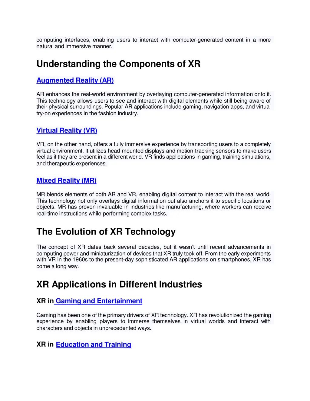 computing interfaces enabling users to interact