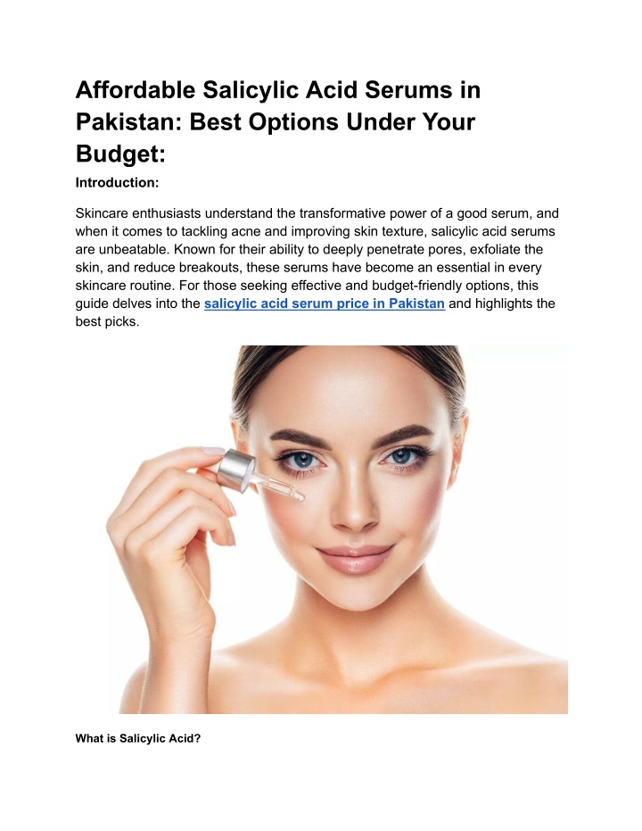 affordable salicylic acid serums in pakistan best