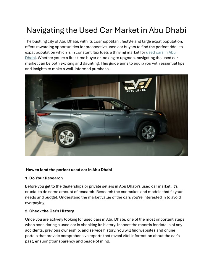 navigating the used car market in abu dhabi
