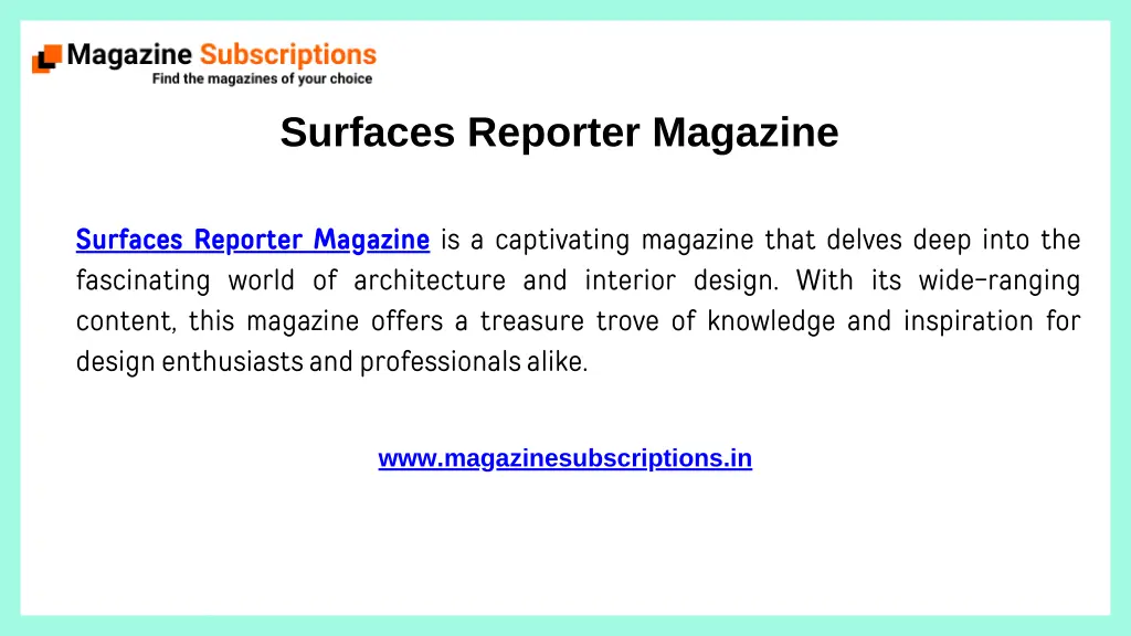 surfaces reporter magazine