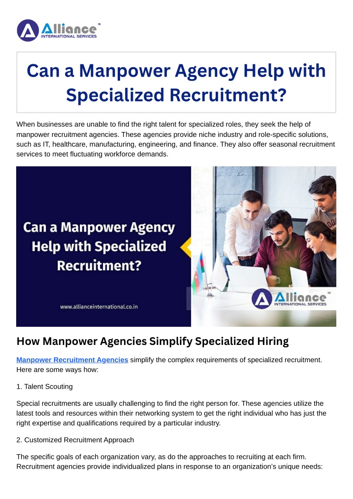 can a manpower agency help with specialized