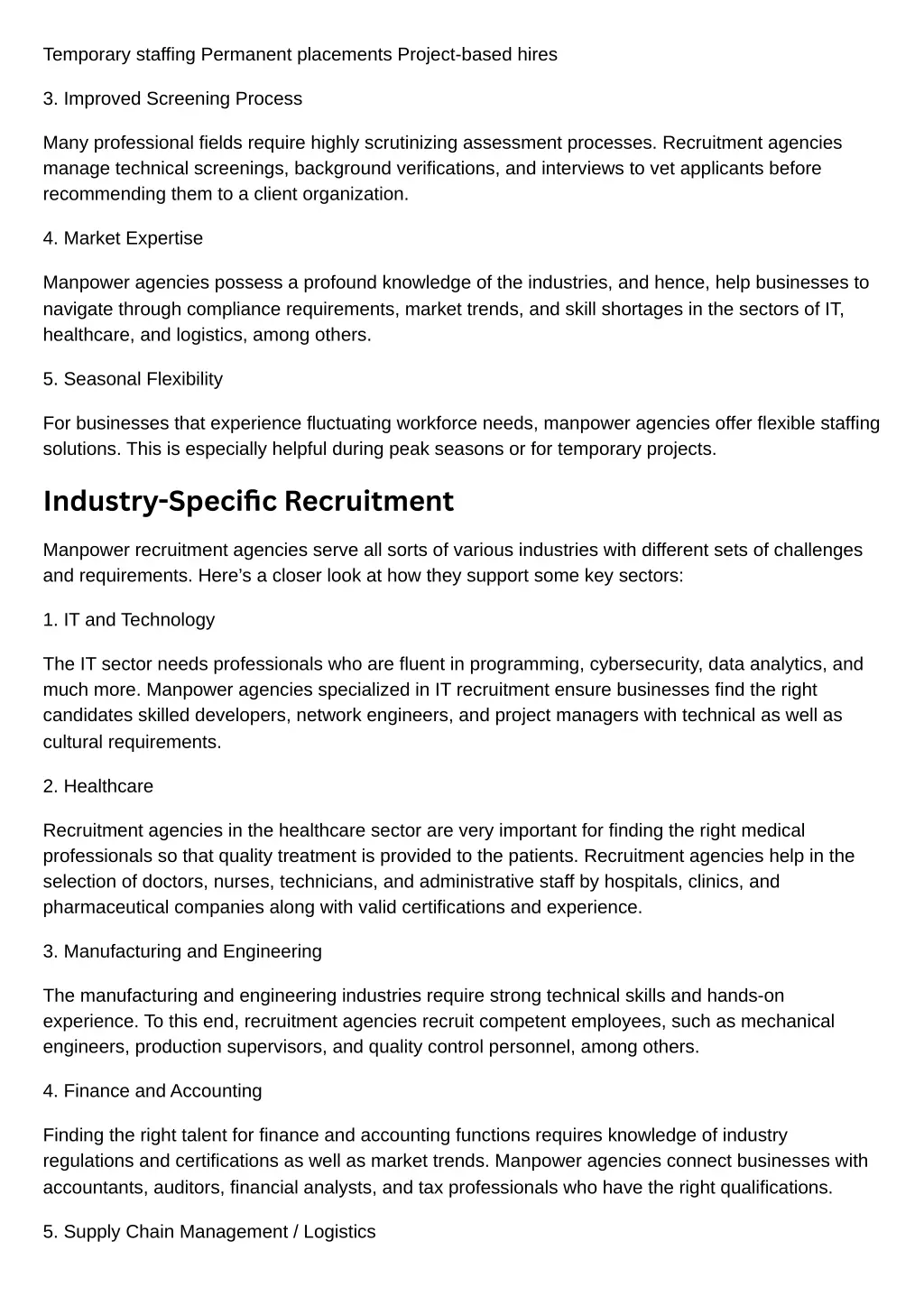 temporary staffing permanent placements project