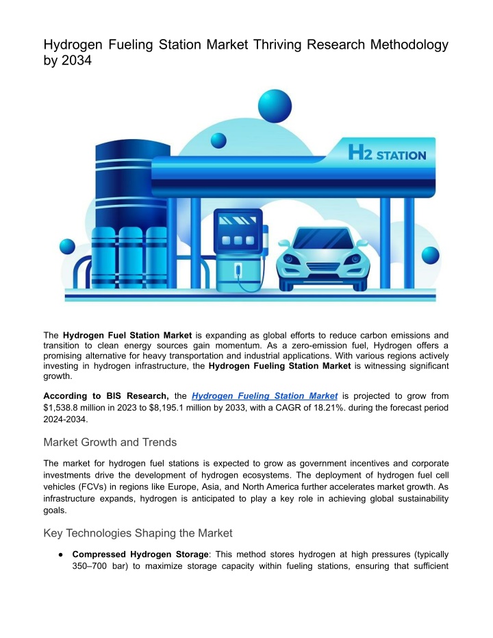 hydrogen fueling station market thriving research