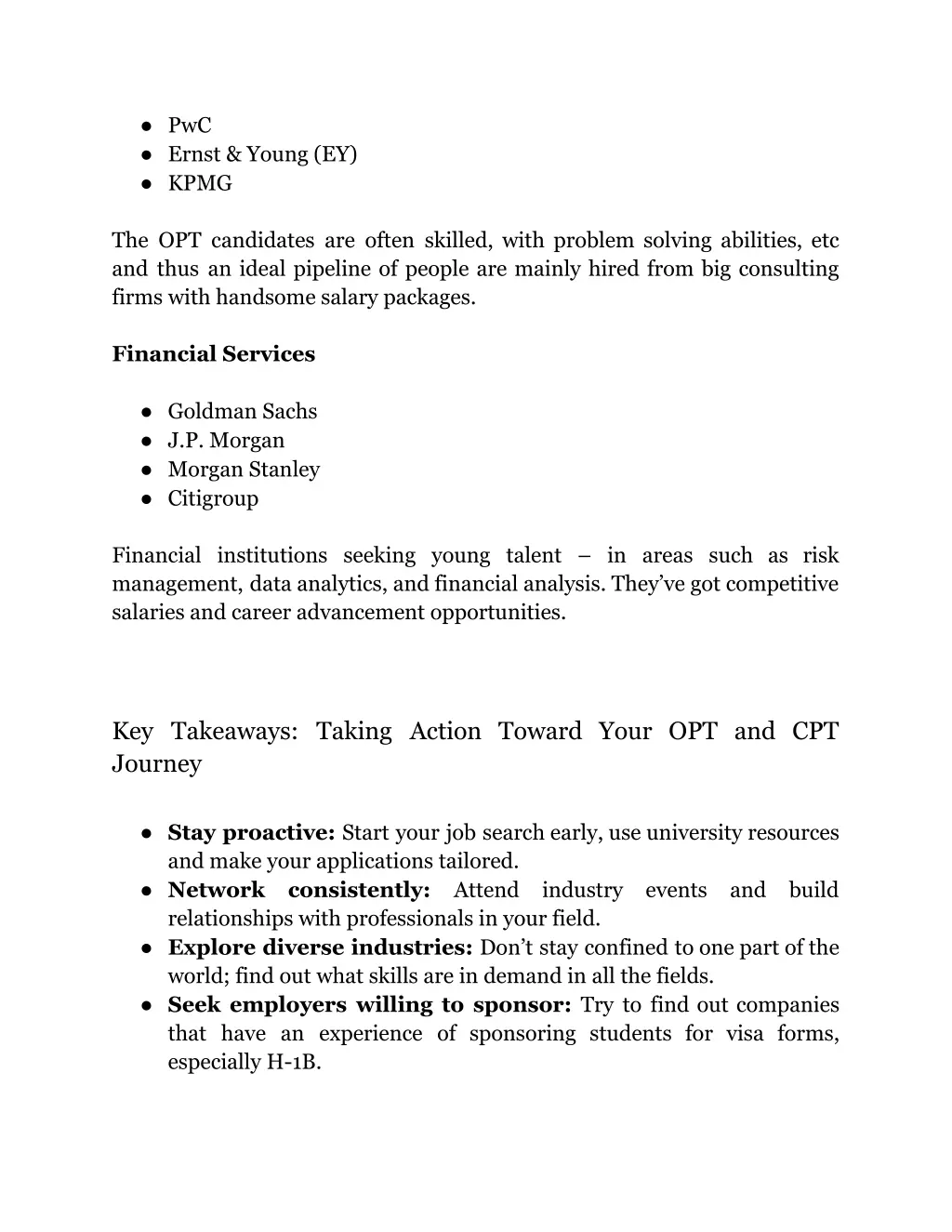 pwc ernst young ey kpmg the opt candidates