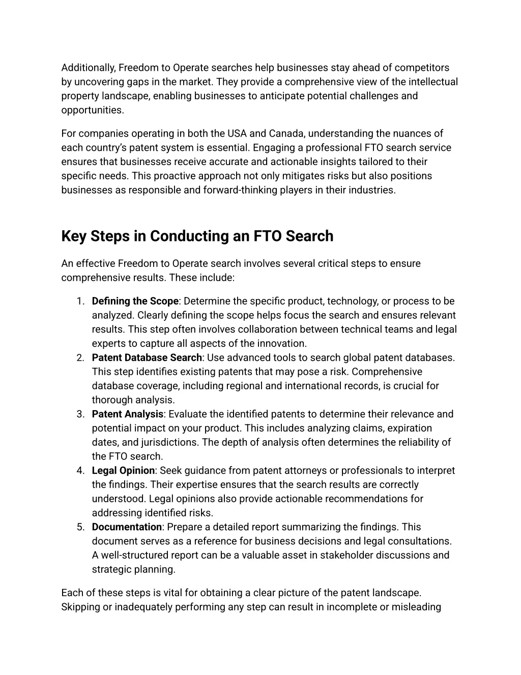 additionally freedom to operate searches help
