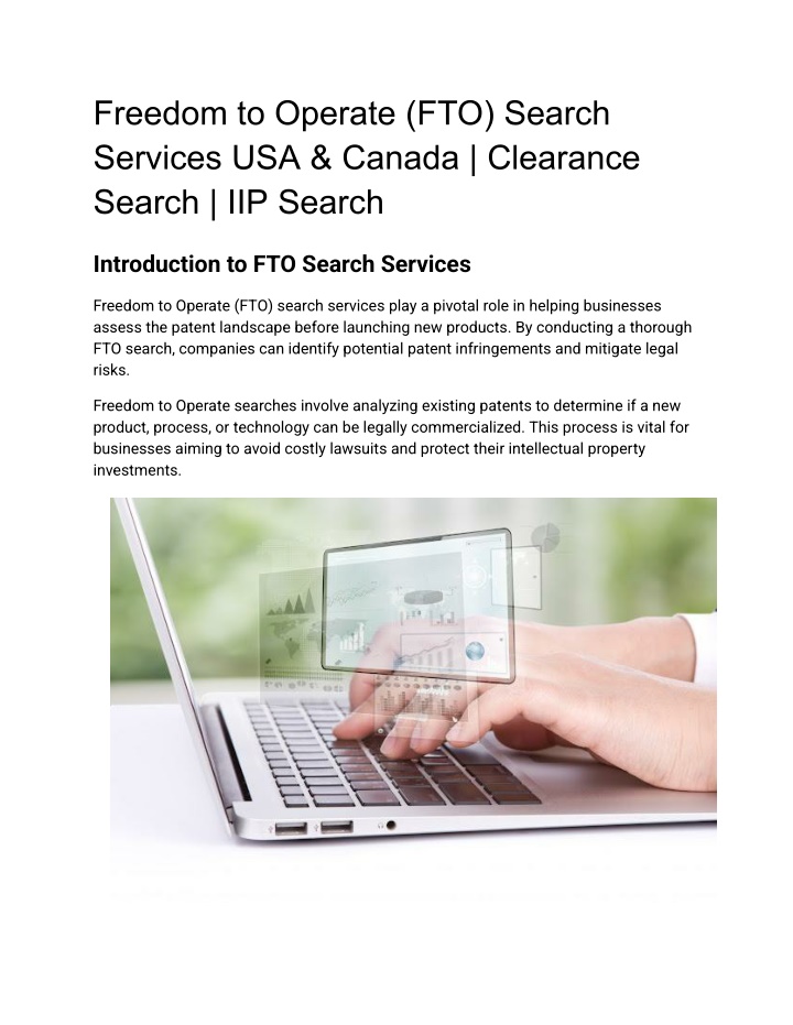 freedom to operate fto search services usa canada