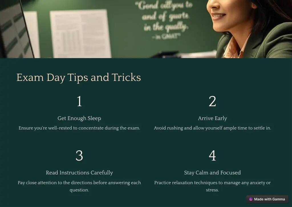 exam day tips and tricks
