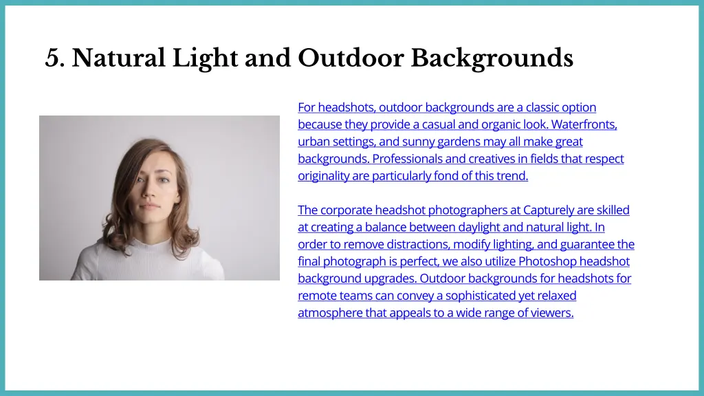 5 natural light and outdoor backgrounds