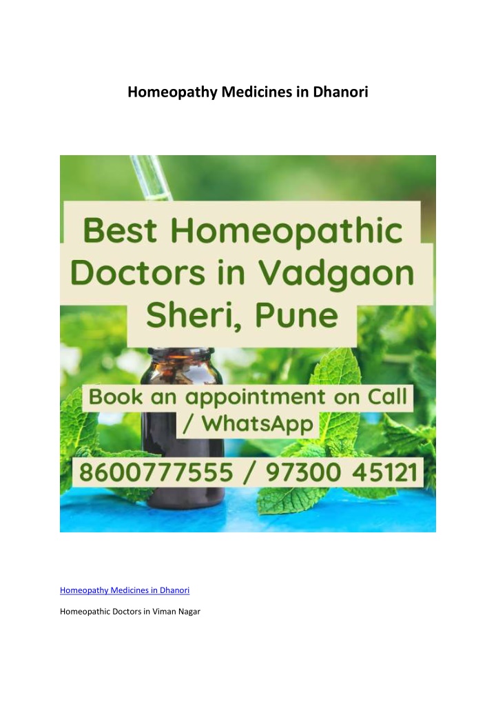 homeopathy medicines in dhanori