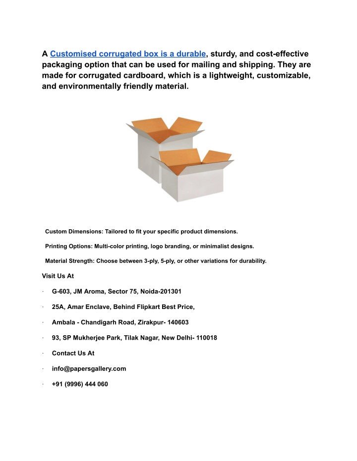a customised corrugated box is a durable sturdy