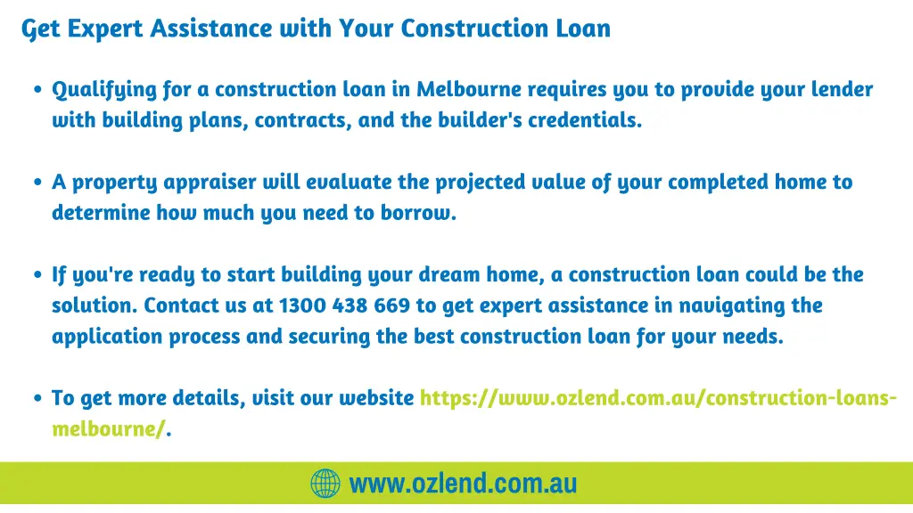 get expert assistance with your construction loan