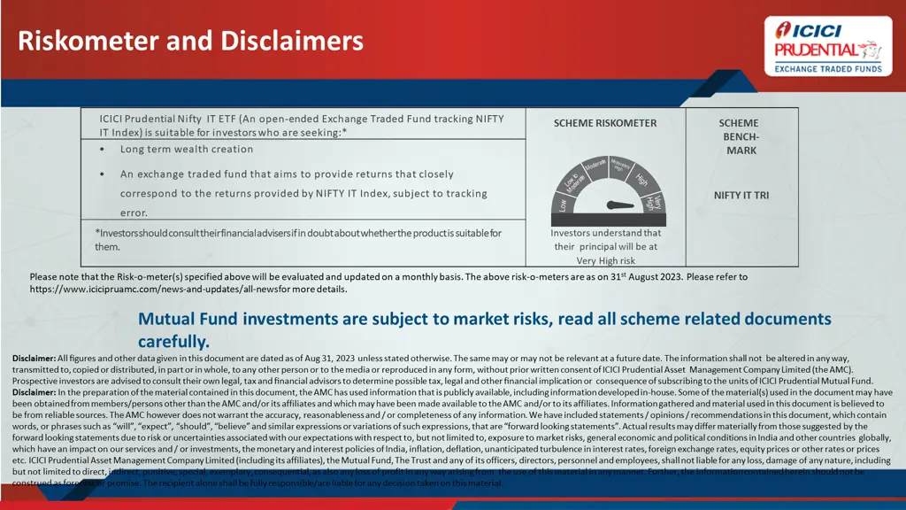 riskometer and disclaimers