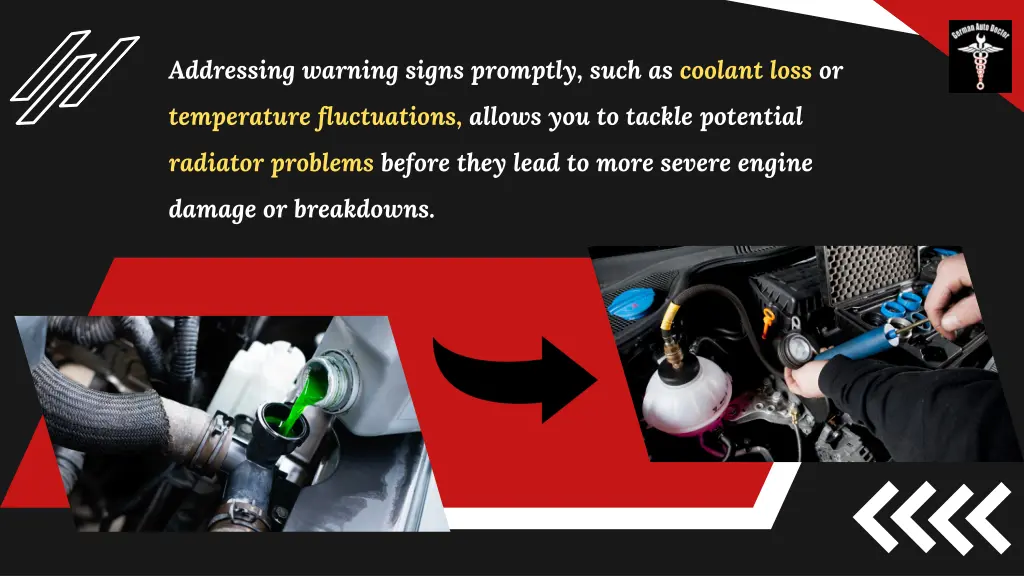 addressing warning signs promptly such as coolant