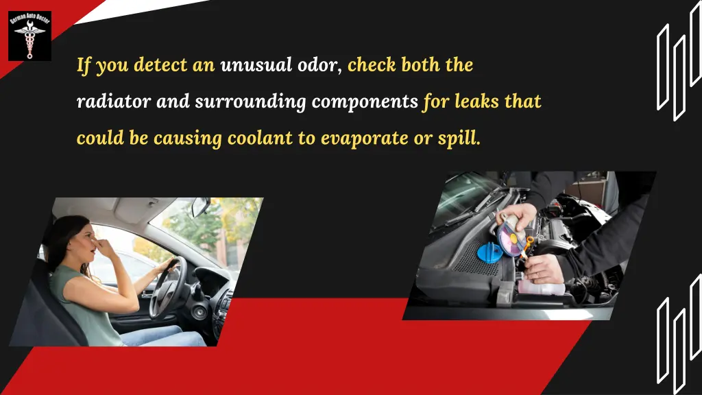 if you detect an unusual odor check both the