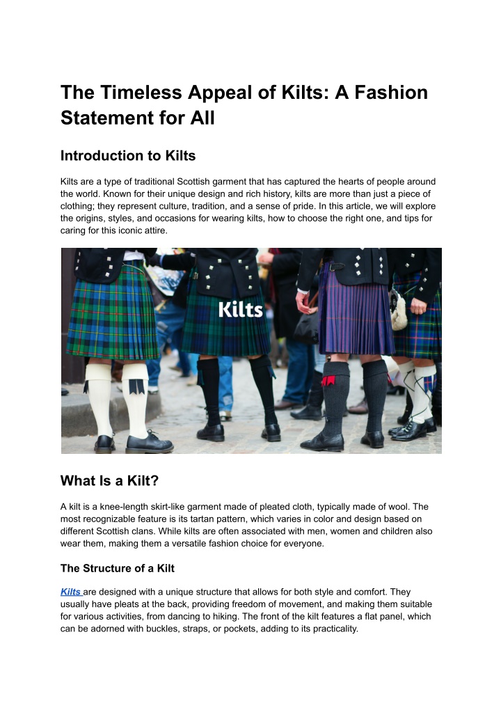 the timeless appeal of kilts a fashion statement