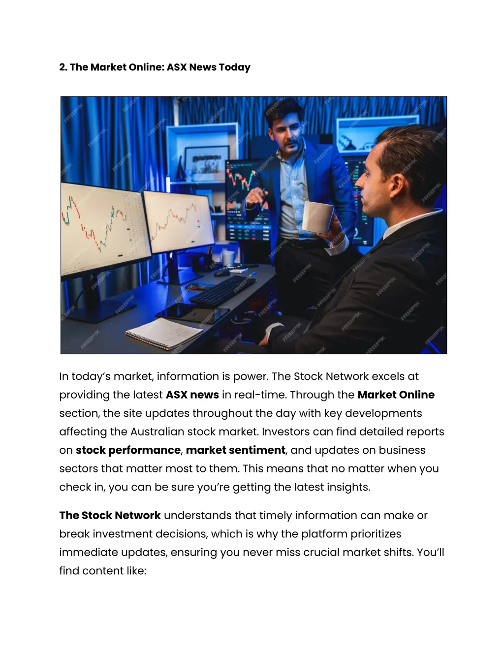 2 the market online asx news today
