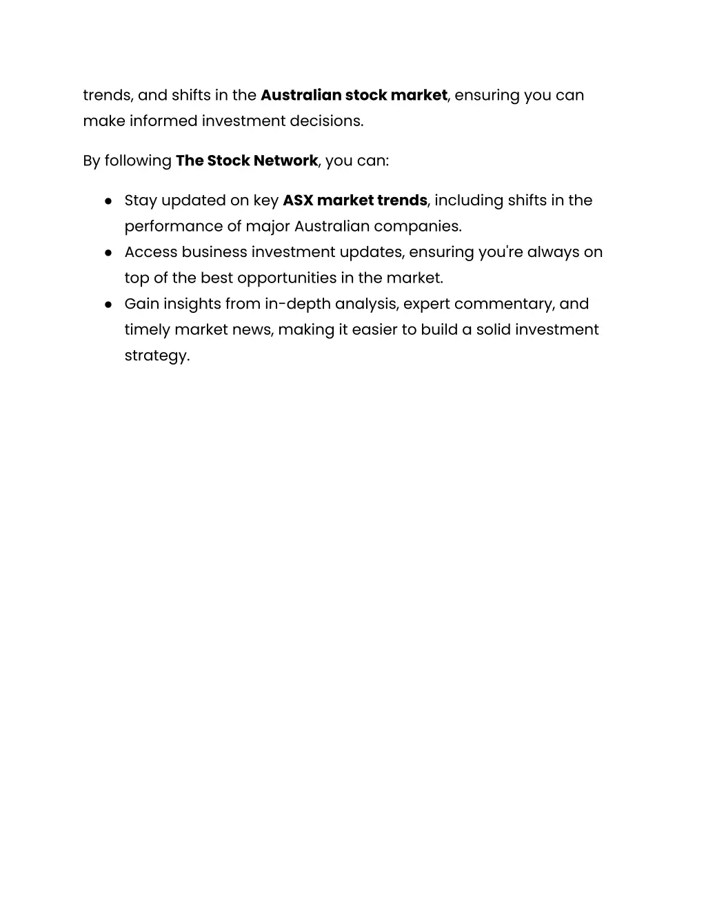 trends and shifts in the australian stock market
