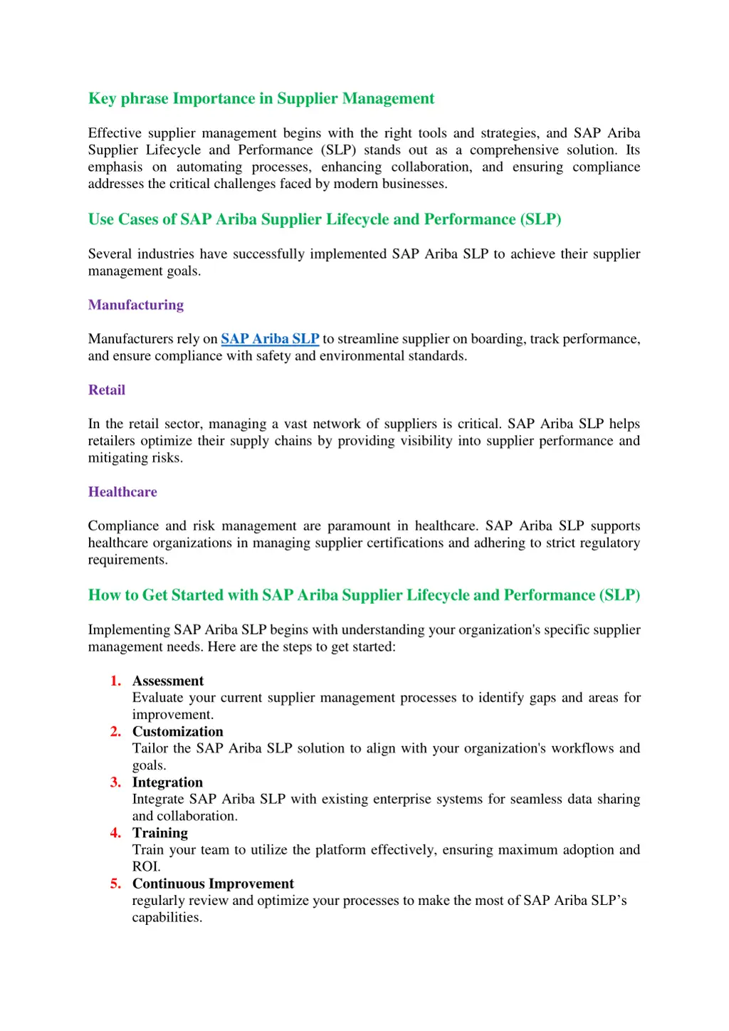 key phrase importance in supplier management