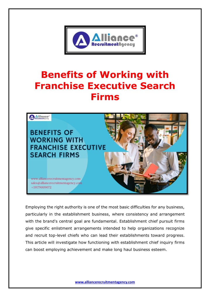 benefits of working with franchise executive