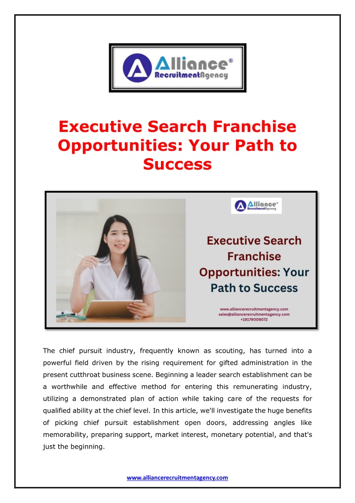 executive search franchise opportunities your