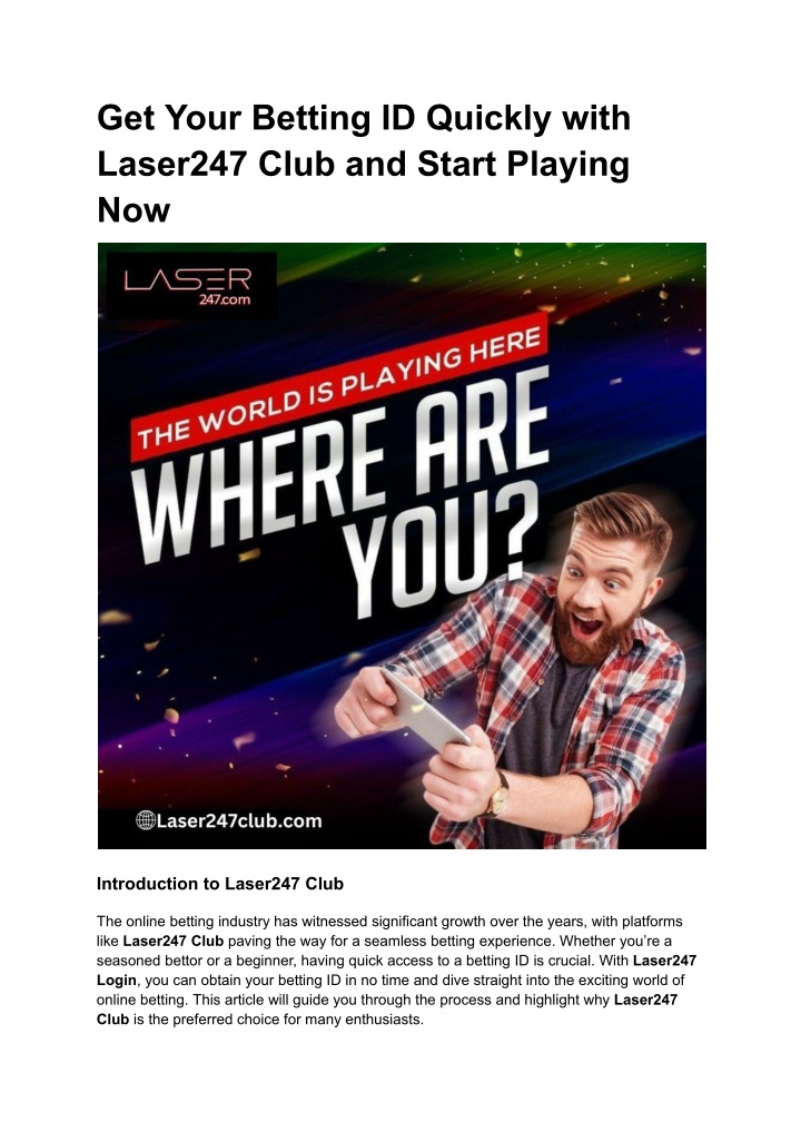 get your betting id quickly with laser247 club