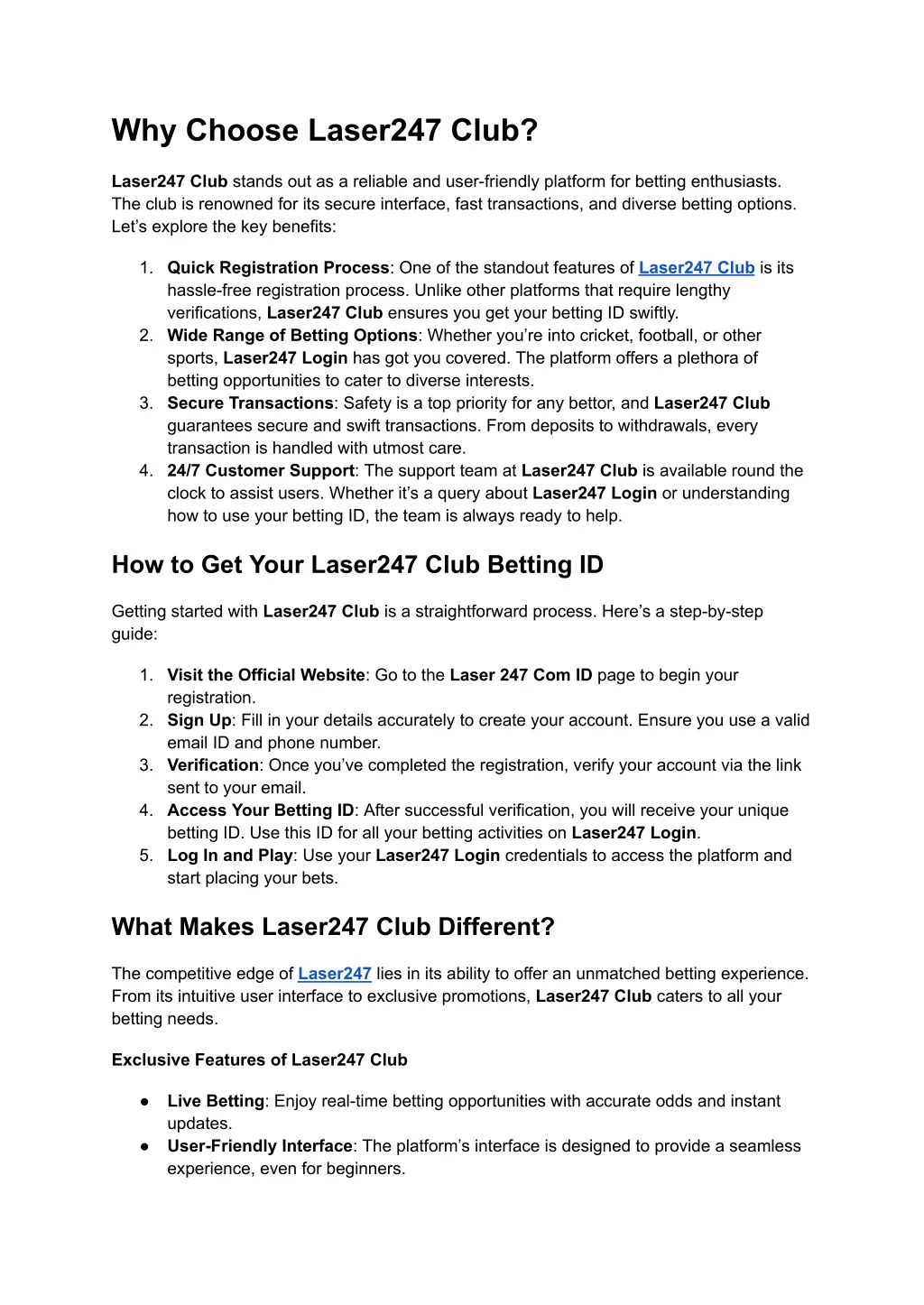 why choose laser247 club