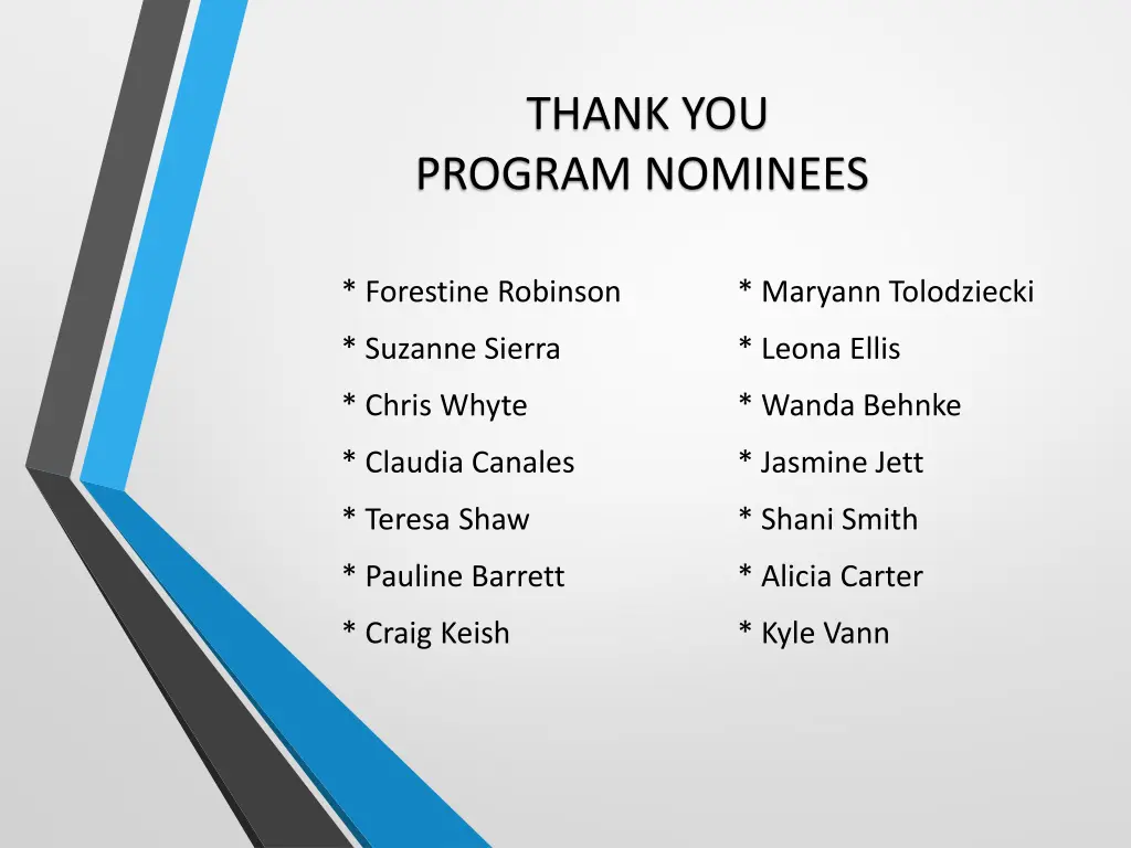 thank you program nominees