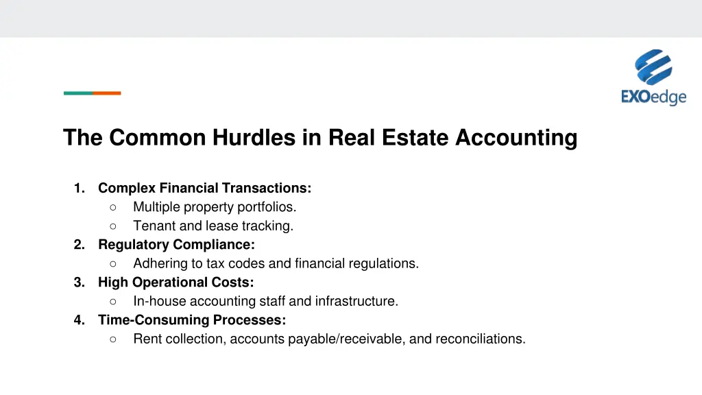 the common hurdles in real estate accounting