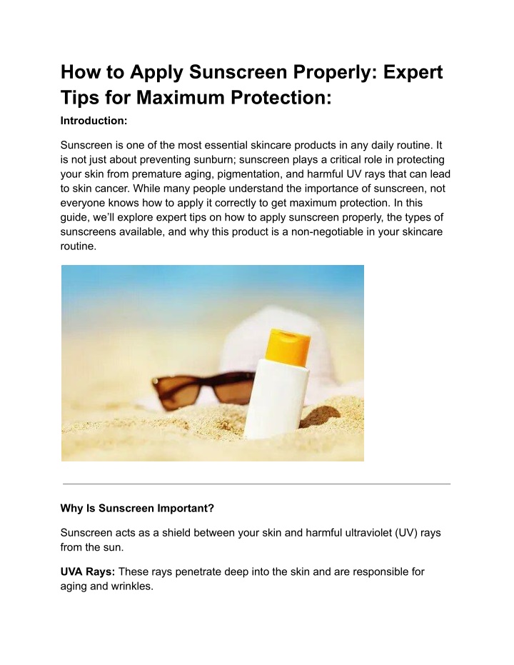 how to apply sunscreen properly expert tips