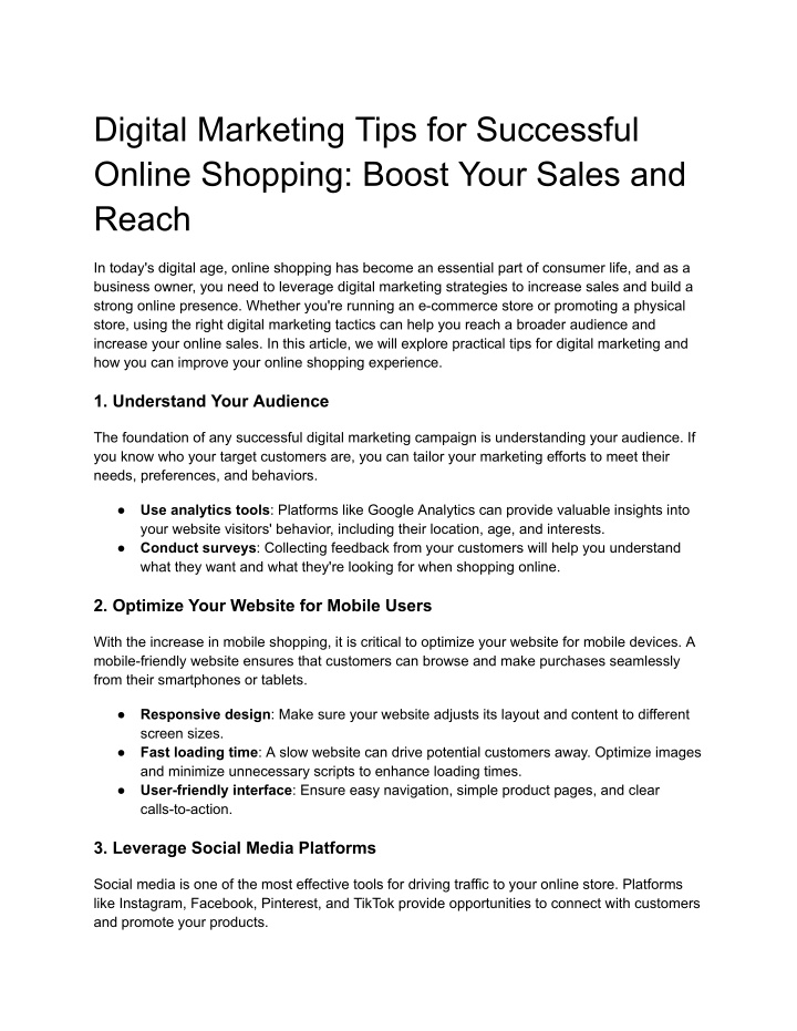 digital marketing tips for successful online