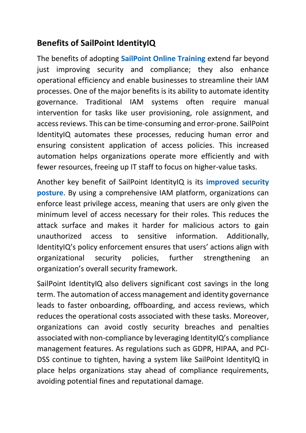 benefits of sailpoint identityiq