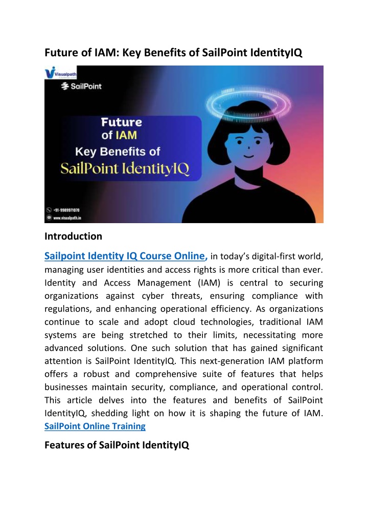 future of iam key benefits of sailpoint identityiq