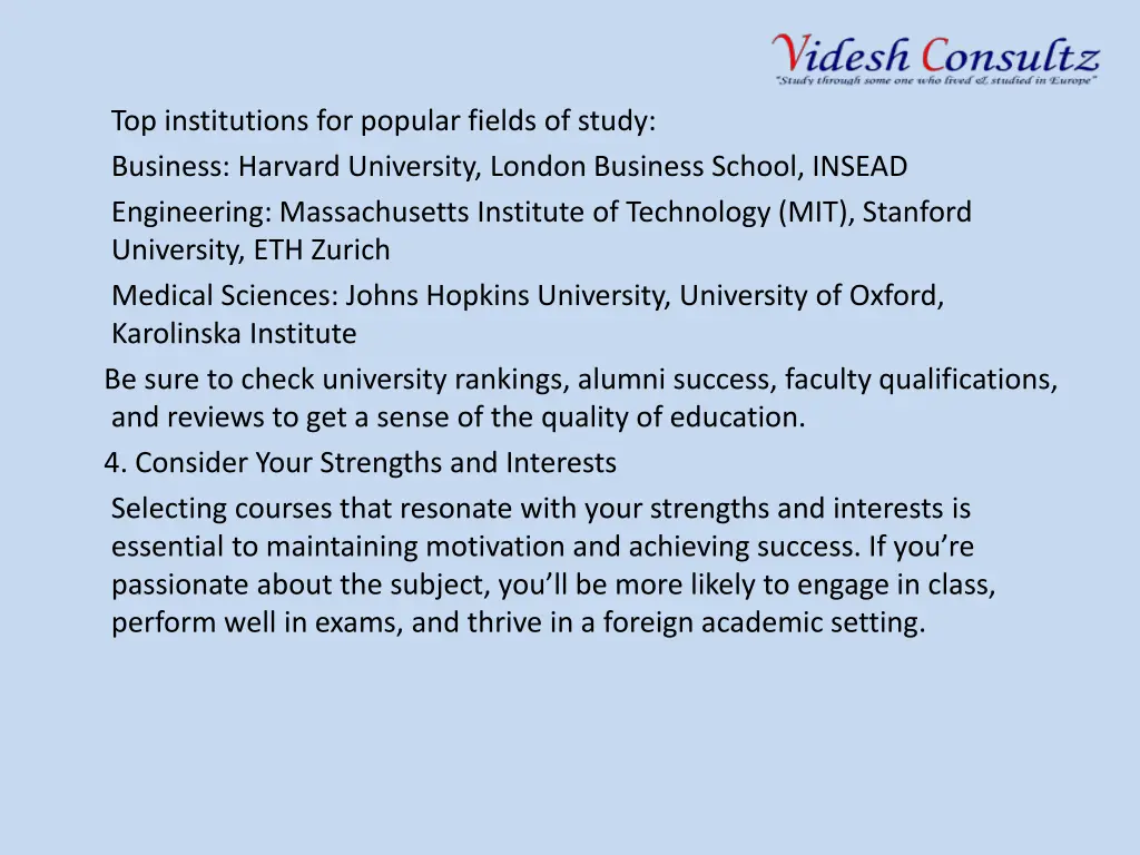 top institutions for popular fields of study