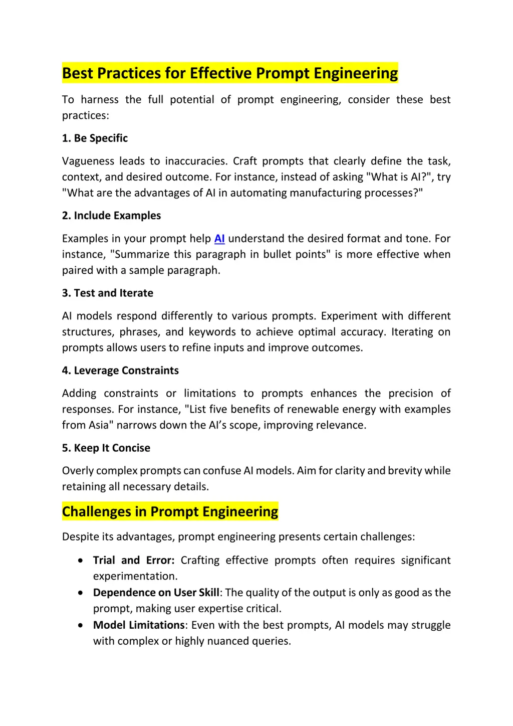 best practices for effective prompt engineering