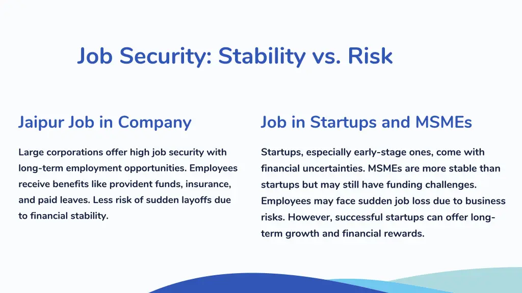 job security stability vs risk